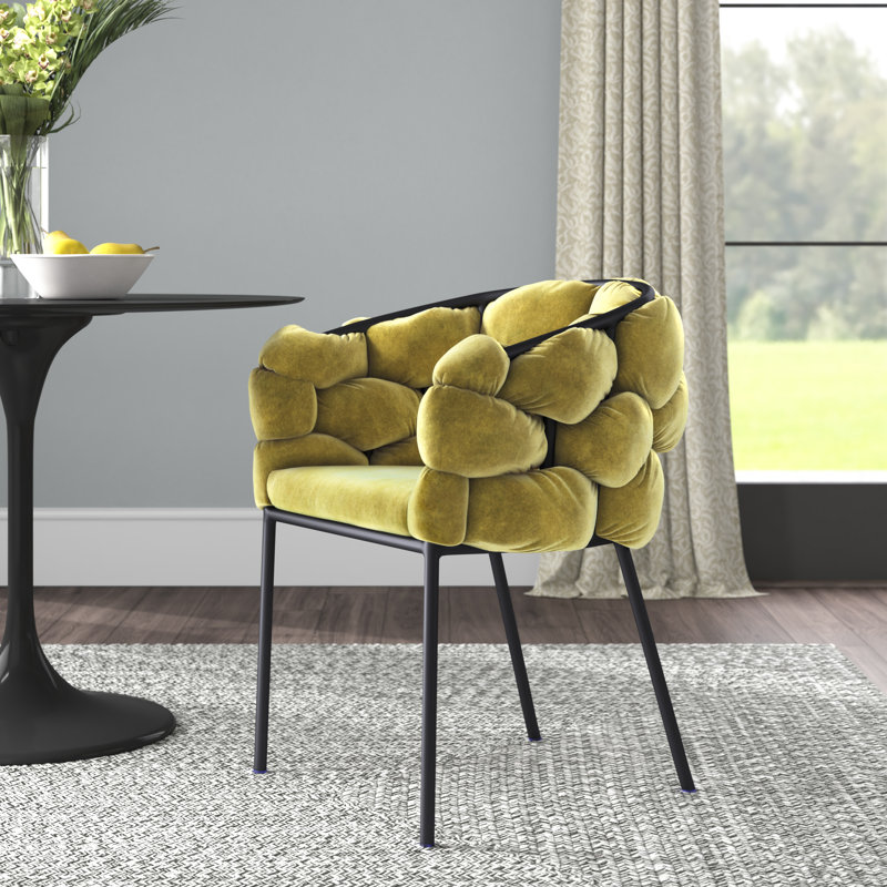 Lawncrest 18'' H Upholstered Metal Armchair, Green, Black