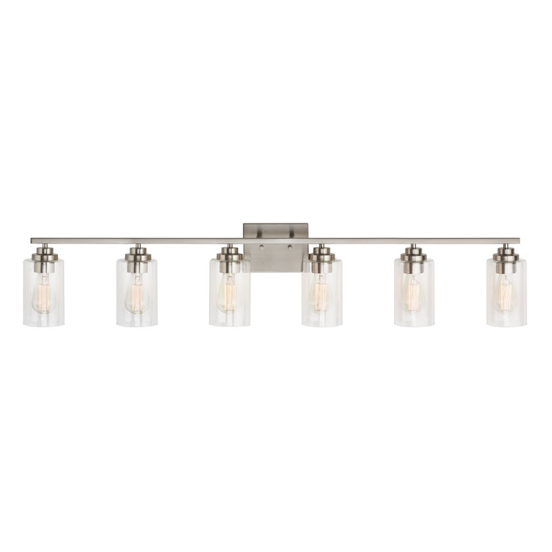 Quitterie - Éclairage pour meuble-lavabo, Nickel brossé, Clear, 6