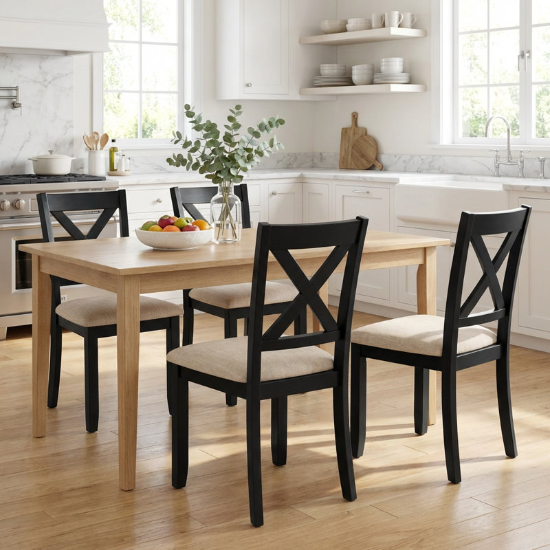 Ensemble de 4 chaises de salle à manger rembourrées modernes avec dossier en X et sièges rembourrés