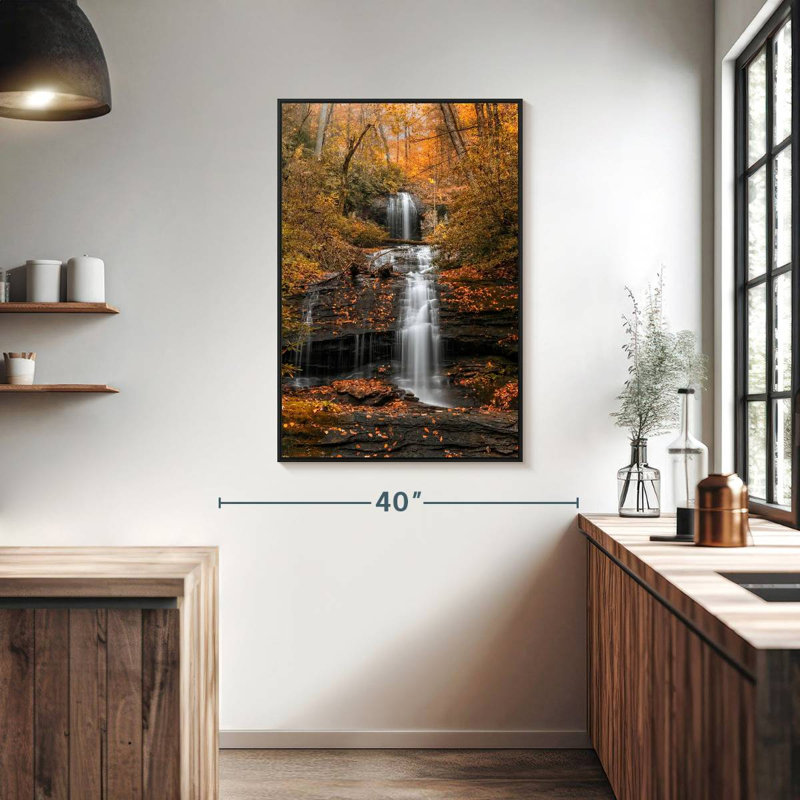 Autumn Minnehaha Waterfall, Floating Frame Black, 27" x 40"