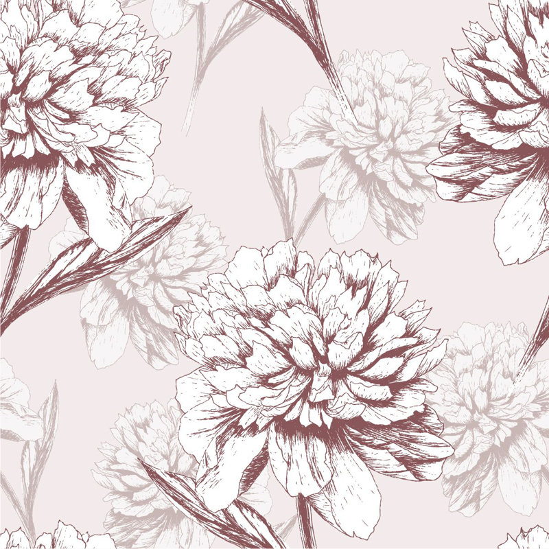 Floral Wall Mural, 125" W x 10.42" L