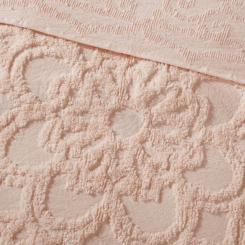 Couvre-lit en chenille de coton rosé