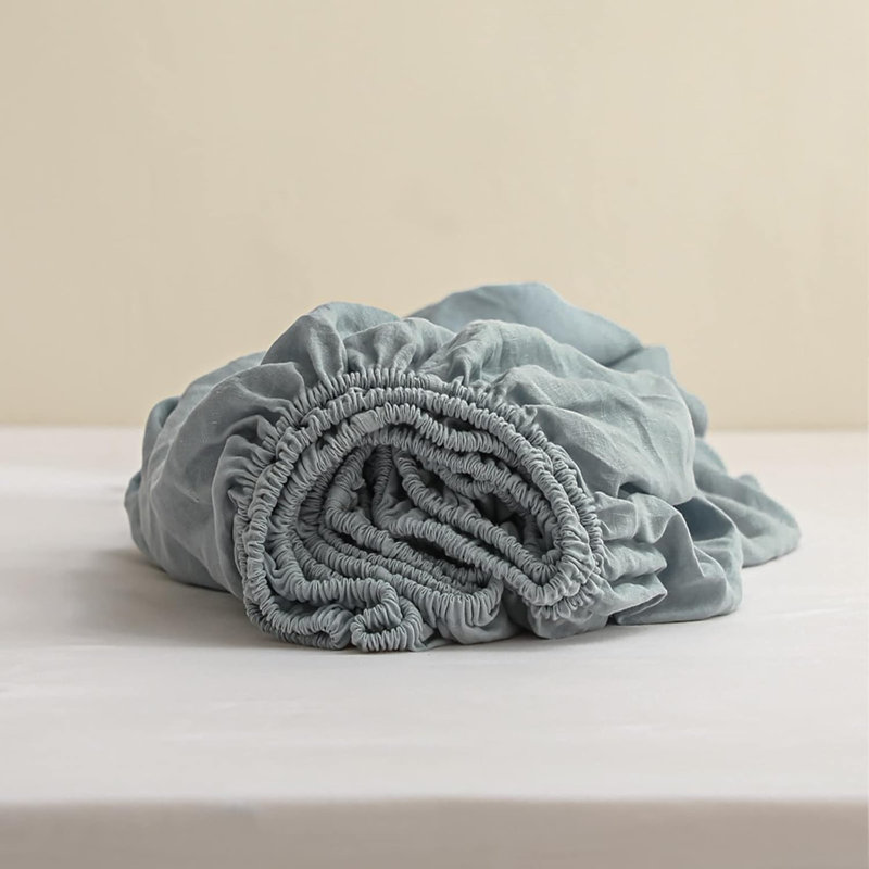Drap-housse 100% lin, Dusty Blue, Queen Fitted Sheet