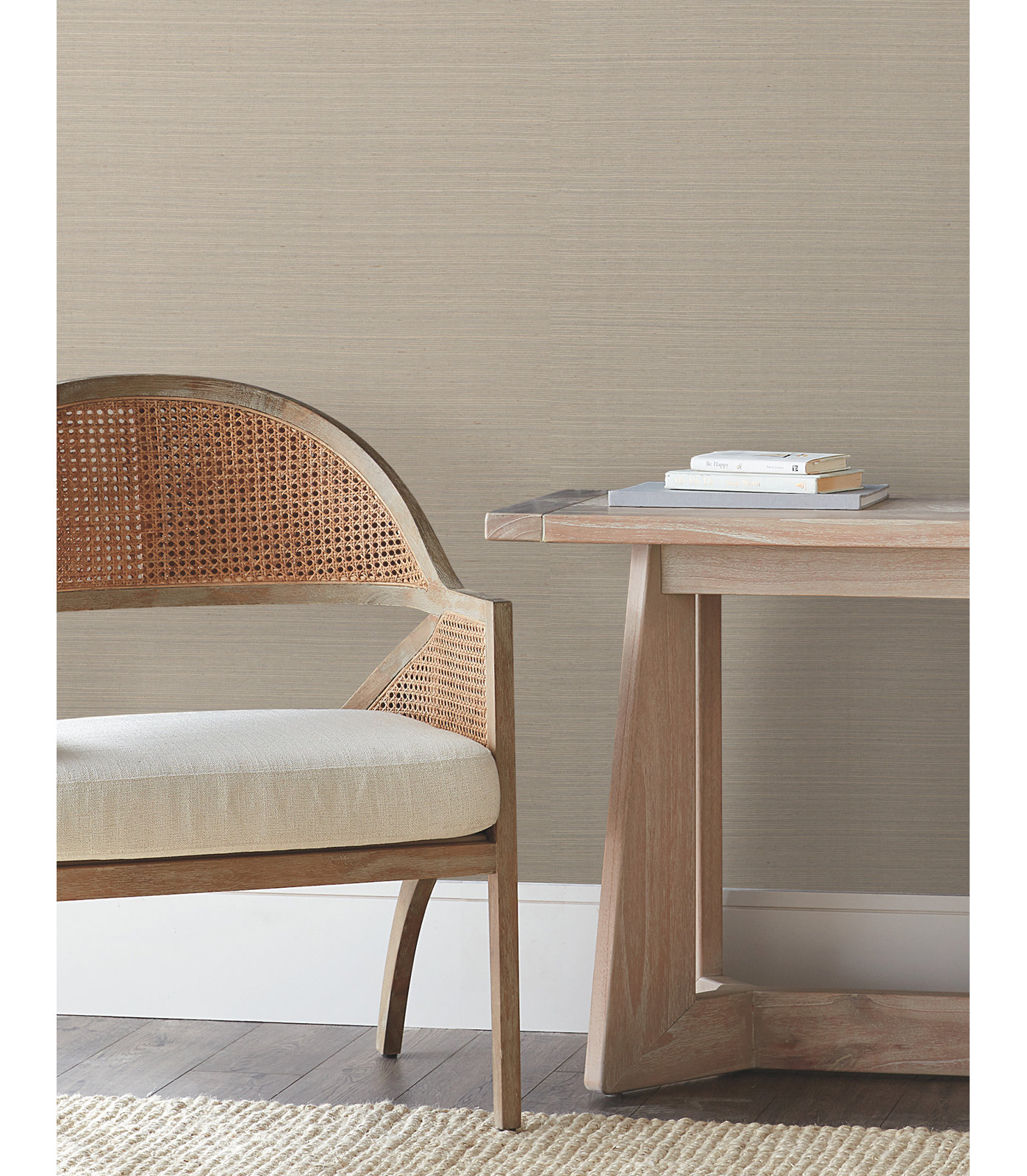 Sisal Grasscloth Self-Adhesive Wallpaper Roll, Warm Gray