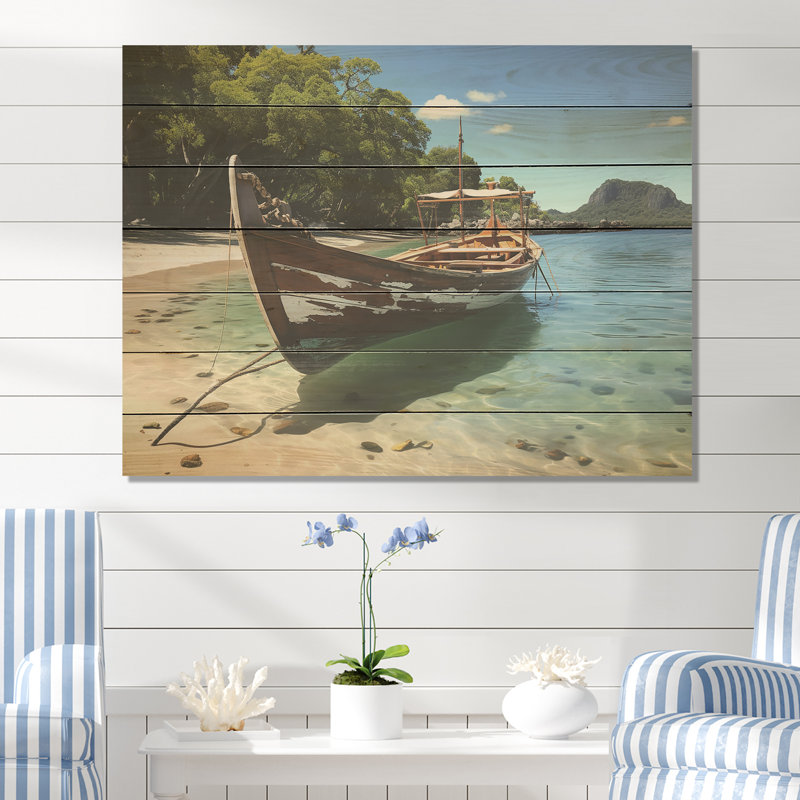 «Krabis Coastal Cradle Tranquil Waters - Beach On Wood Print», H 10 po x l 20 po x P 0,78 po