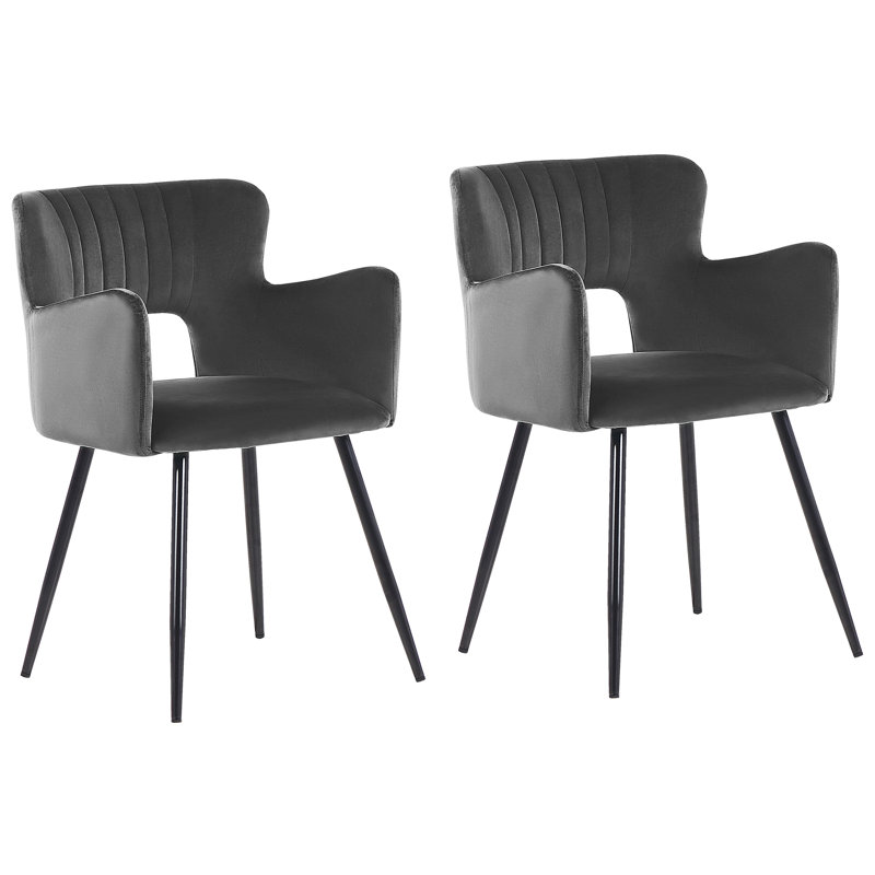 Kirssy Upholstered Dining Chair, Dark Grey, 2
