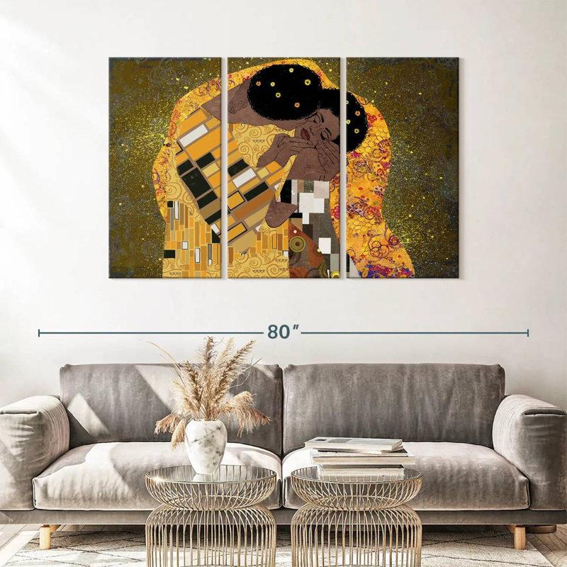 Black Couple Kiss 3 pièces, H 36 po x l 57 po x P 1,25 po