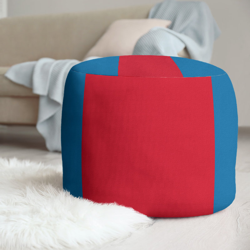 Repose-pieds cubique rond à rayures 20,5", Bleu poudre / rouge / bleu poudre