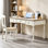 Simple White Rectangular Solid Wood Writing Desk