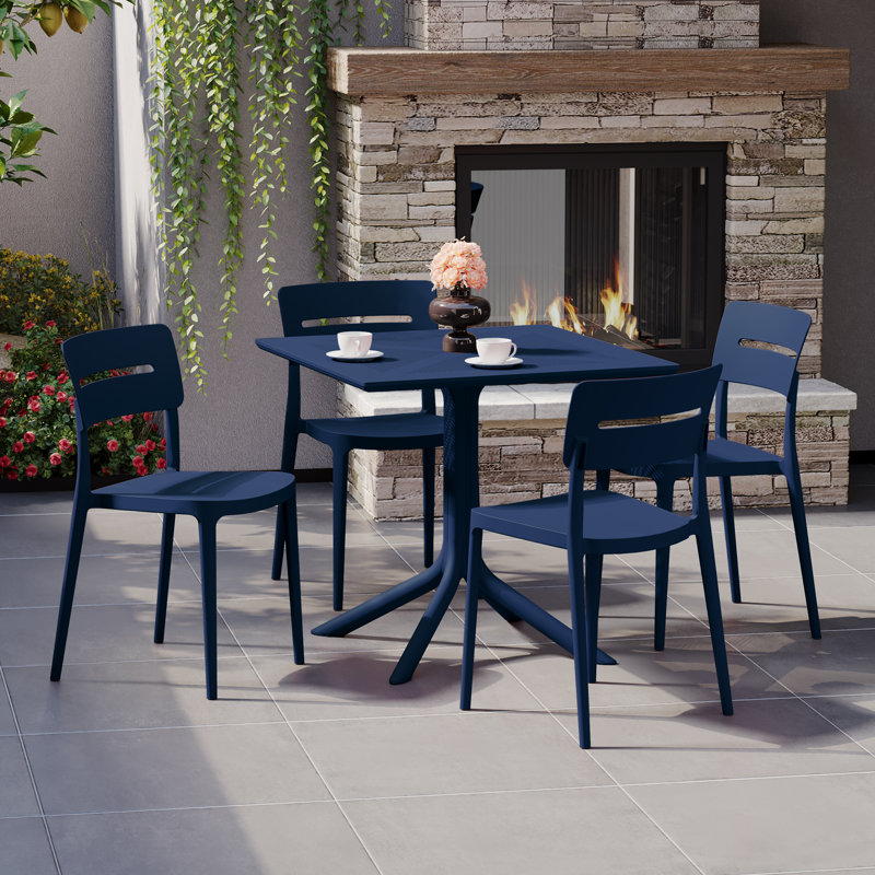 Ensemble repas carré pour 4 personnes, Marine