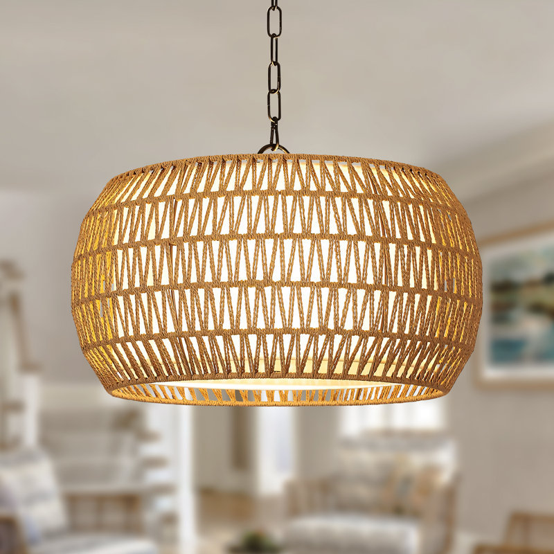 Rattan Pendant, Yellow