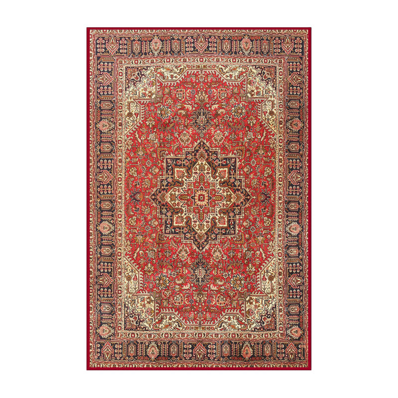 Tapis traditionnel gris / rouge / noir, Rectangle 2 pi x 4 pi