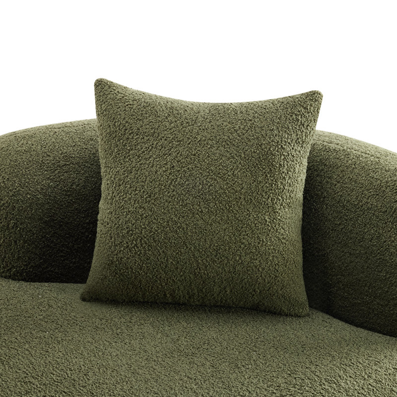 Canapés compacts et modernes, coussin en velours de peluche, conception courbée verte pour les petits espaces