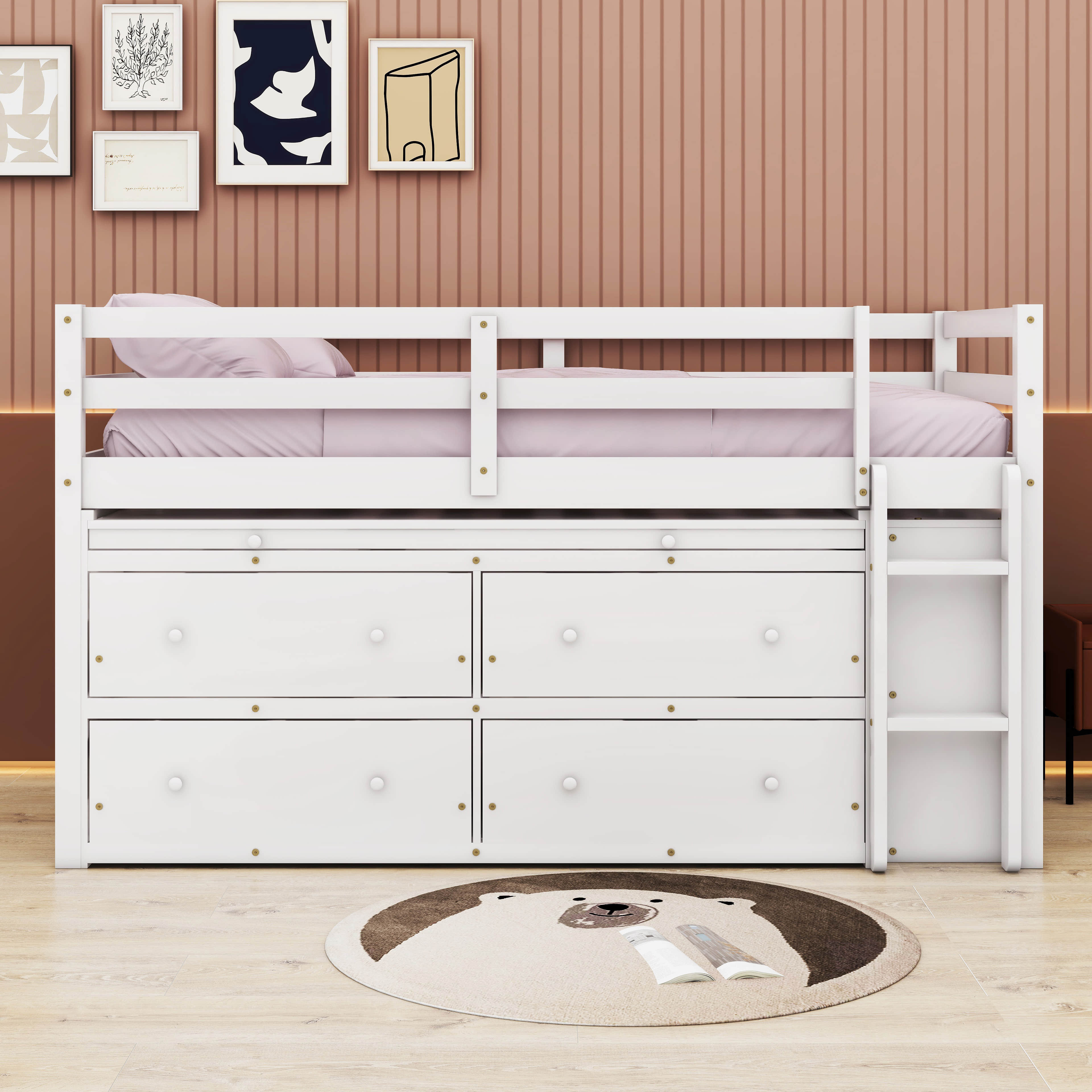 Arctarus Twin Size Murphy Bed with Storage Shelves and Drawers Hokku Designs