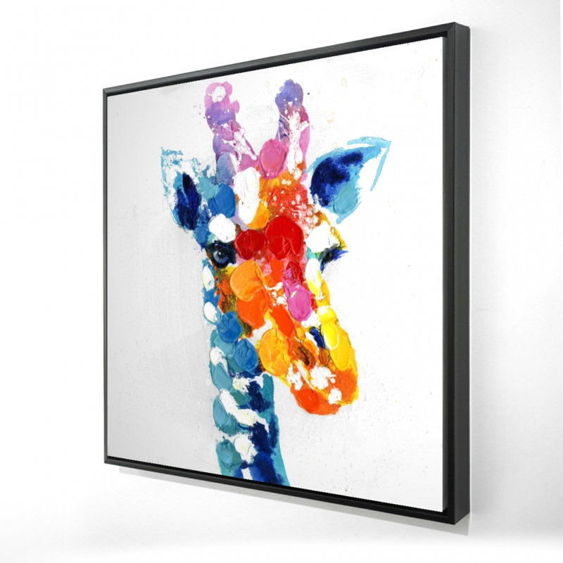 Toile girafe à taches de couleur - Décoration de chambre à coucher - Bleu, H 25,25 po x l 25,25 po