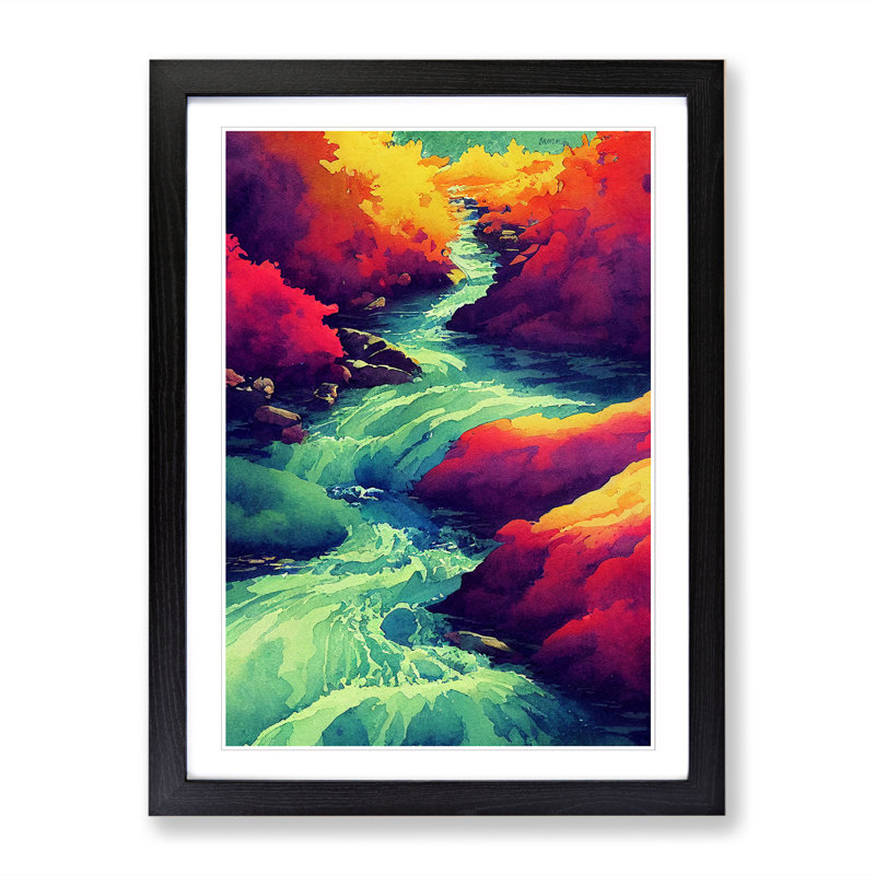 Watercolour Stream Vol.2 - Picture Frame Print, Black, 64cm H x 46cm W x 2cm D
