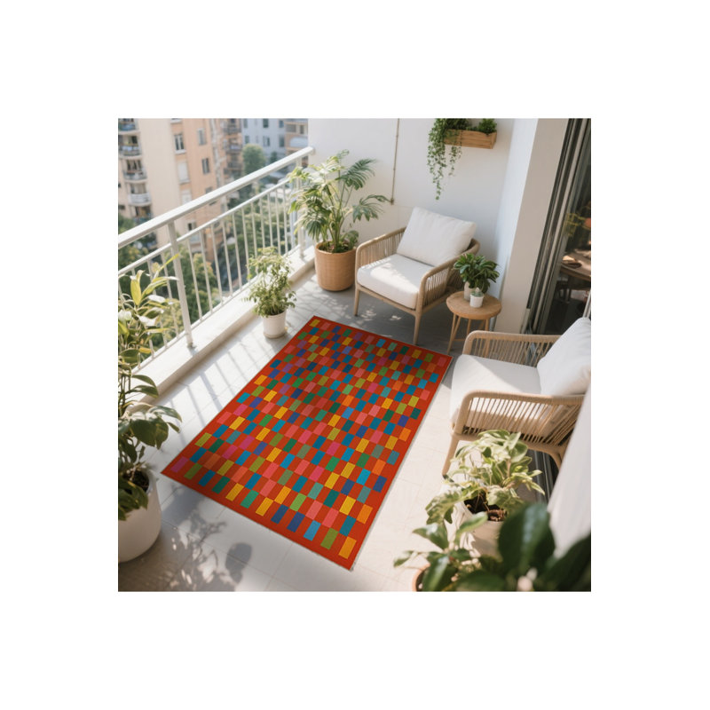 Tapis tissé crème à motif géométrique lavable Mosso, 2'6" x 4'11"