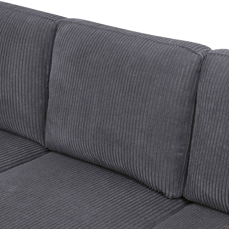 Canapé modulaire rembourré Cordory avec 2 repose-pieds Cordory, Gris