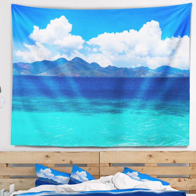 Tapisserie de plage bleu beauté seascape, H 32 po x l 39 po