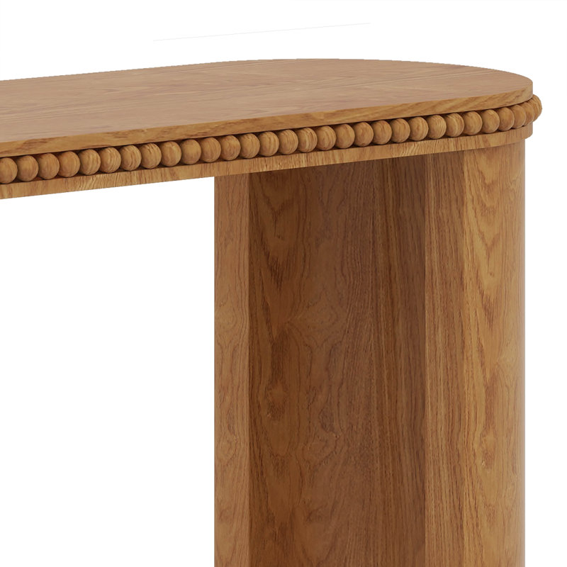 Console avec garniture perlée et pieds courbés réversibles, Brun