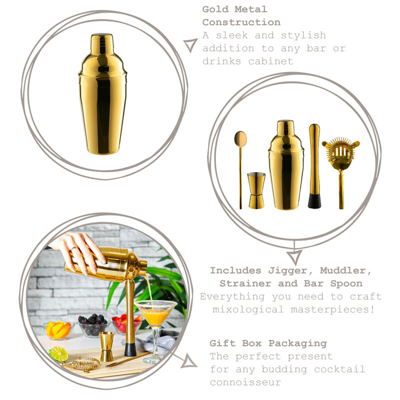 Margarita Cocktail Shaker Set, Gold