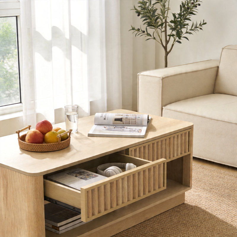Cylora 45.6" Coffee Table with 2-Drawer