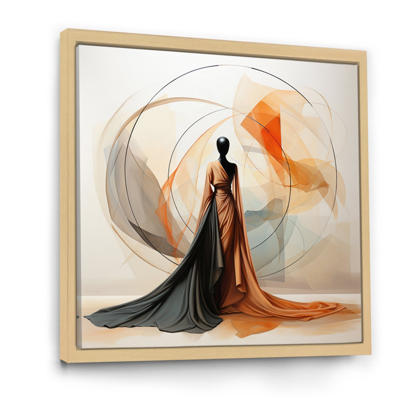 Abstrait contemporain danseur africain - art mural femme afro-américaine, H 16 po x l 16 po x P 1 po, Cadre flottant érable