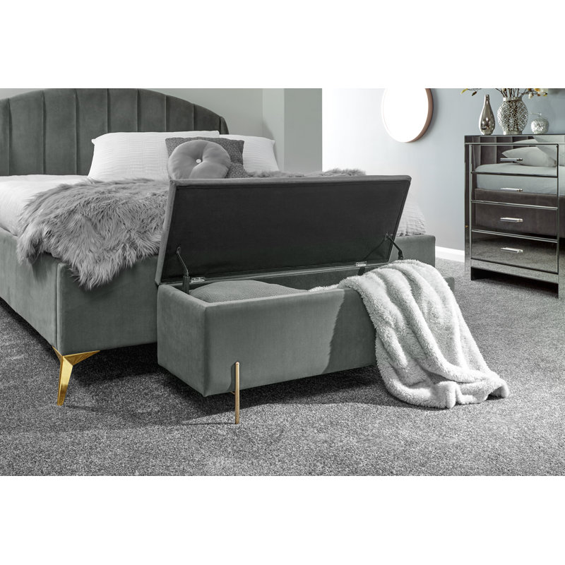 Baringer Upholstered Storage Bench, Grey