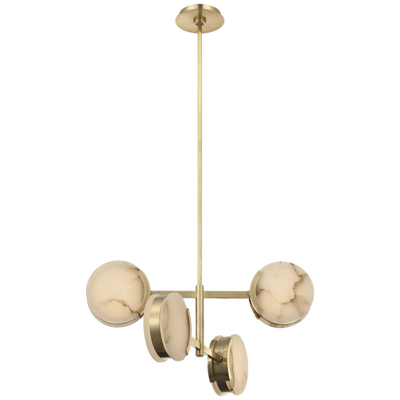 Kelly Wearstler Melange 25" Multi-Positional Semi-Flush Chandelier in Bronze with Alabaster, Antique-Burnished Brass
