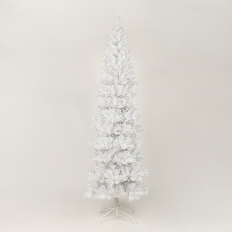 Arbre de Noël artificiel blanc avec support en métal pliable
