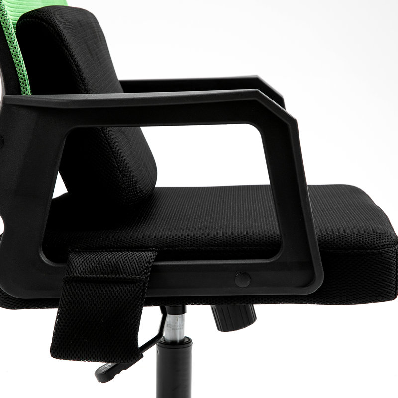 Biddick Polyester Blend Office Chair with Headrest, Black/Green