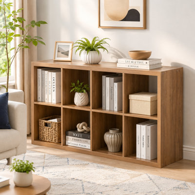 57.5" Walnut 8 Cube Bookcase