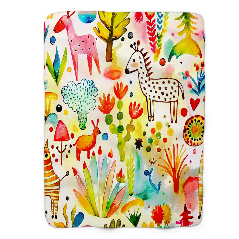 Cheerful Rainbow Doodles - Jeté Sherpa de qualité supérieure 1 pièce, L 50 po x L 60 po