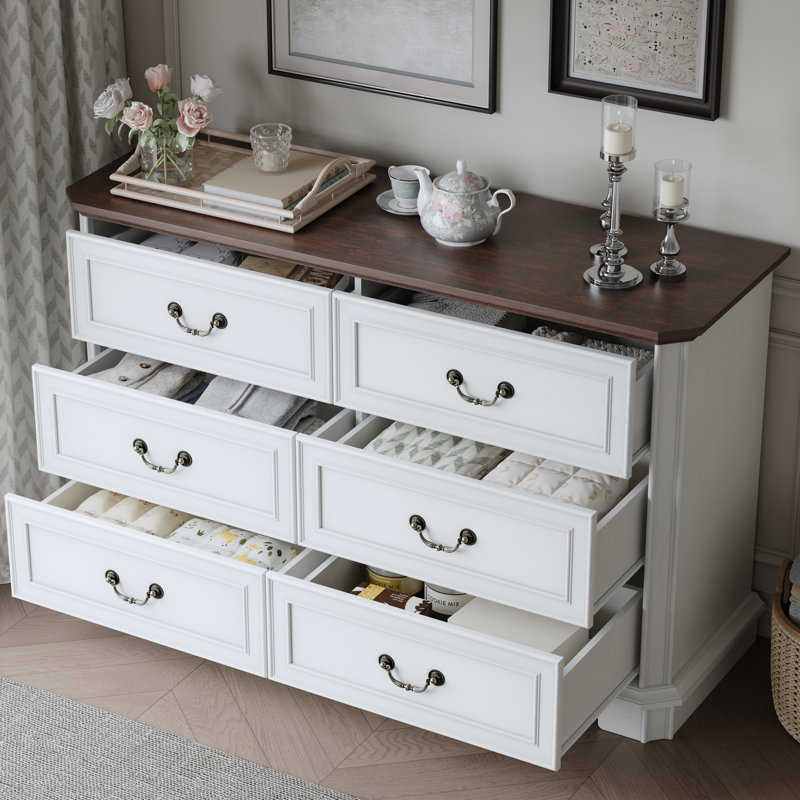 Commode 6 tiroirs Vintage, Blanc