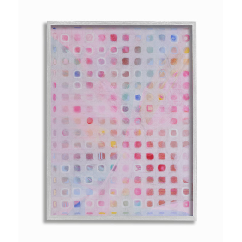 « square pattern abstract rouge rose », reproduction d’art, H 16 po x l 20 po x P 1,5 po, Estampe numérique Farmhouse