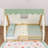 Wood House Floor Bed With LED Light, Tent And Guardrails-1392154774-1392154760
