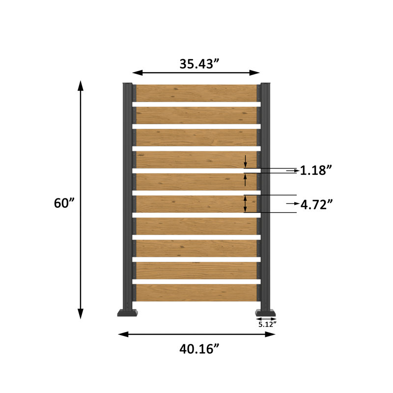 5ft H X 3ft W Outdoor Privacy Screen Fence Panel, No Dig Enclo Concord Cedar Wood, Seamless Joining from Any Side