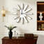 Glass Mirrored Wall Clock Starburst Silent Accent Clock