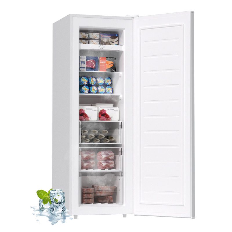  BANGSON 7.0 Cu.Ft Upright Freezer Garage Ready, Convertible Upright Freezer/Refrigerator for Kitchen, Garage, Apartment,White