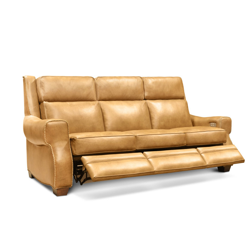 Canapé inclinable en cuir véritable de 96 po Spencer, Cuir véritable mustang Maestro Artisano