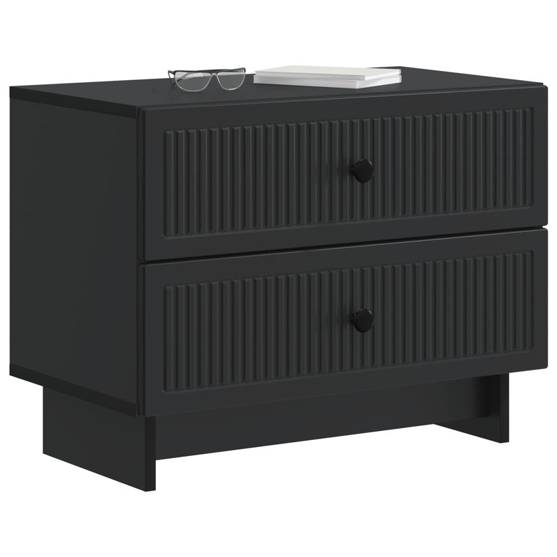 62cm W Manufactured Wood Bedside Table, Black