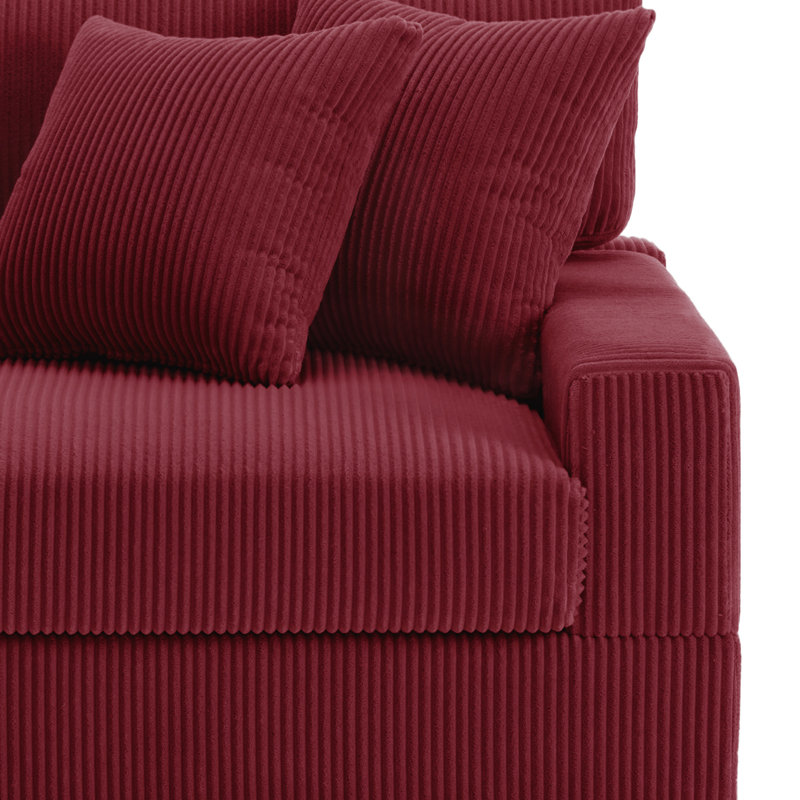 Chaise avec accoudoirs en velours côtelé rouge Milbrey, Velours côtelé, Rouge