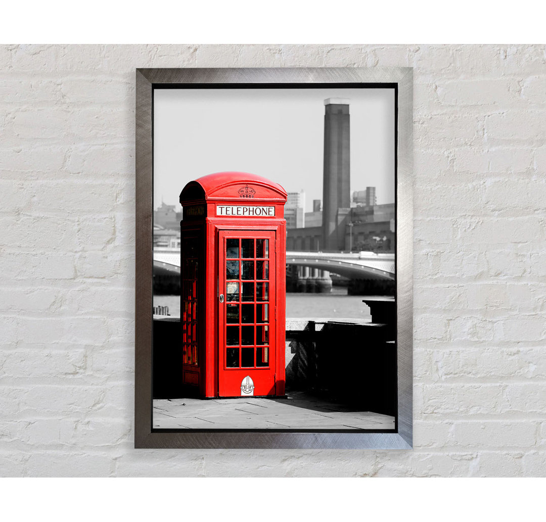 London Red Telephone Box B N W - Einzelner Bilderrahmen Kunstdrucke