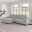 Corduroy Tufted Upholstered Sleeper Sectional Sofa-23539548