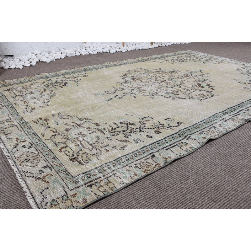 Tapis rétro, tapis verts, tapis en laine, tapis turcs, tapis de plancher, tapis de 4,8 x 7,7 pi