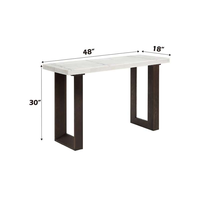 Table de canapé avec plateau en marbre blanc naturel et finition espresso