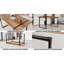 de salle à manger en bois naturel MDF de deux pièces: table de style médiéval avec base en métal noir, 6 + 2 chaises en suède brun (2 gratuites)