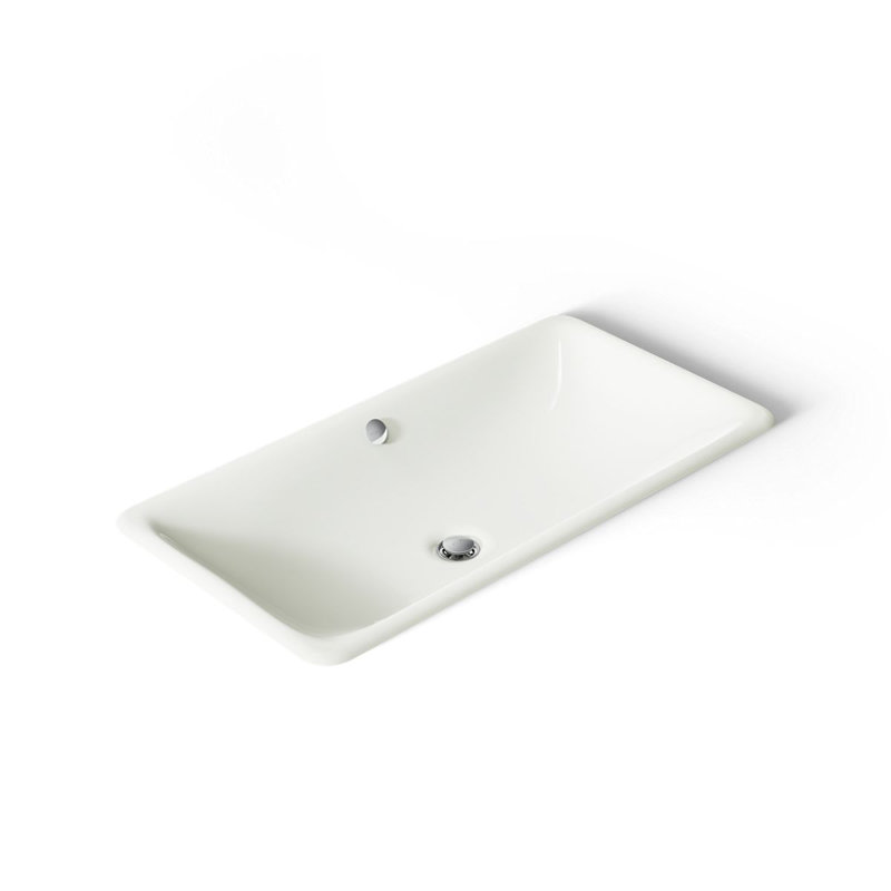 Iron Plains Trough Rectangle Dual Mount Bathroom Sink with Overflow, Dune
