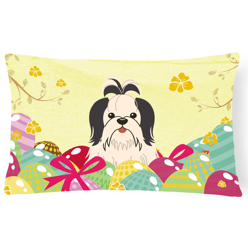 Coussin lombaire tzu de pâques œufs, Noir / blanc