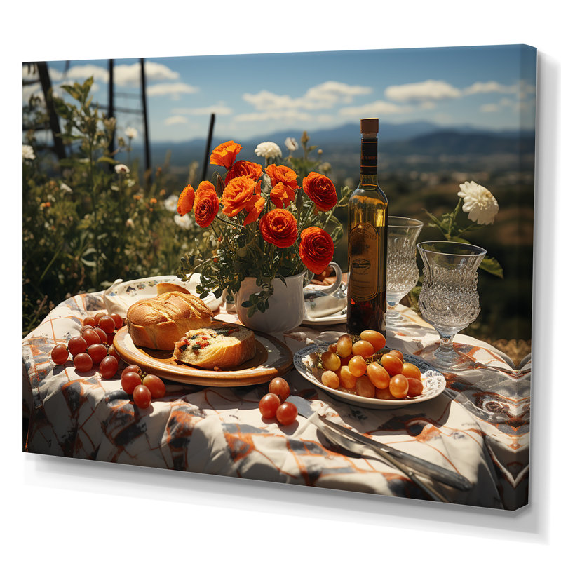 «Joyful Gathering Picnics for Two», reproduction sur toile, Toile tendue, H 16 po x l 32 po x P 1 po